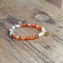 The Spirit of OM - Armband - Carneol, Orangencalcit, Sandelholz - orange