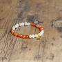 The Spirit of OM - Armband - Carneol, Orangencalcit, Sandelholz - orange