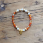 The Spirit of OM - Armband - Carneol, Orangencalcit, Sandelholz - orange