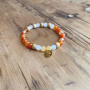 The Spirit of OM - Armband - Carneol, Orangencalcit, Sandelholz - orange