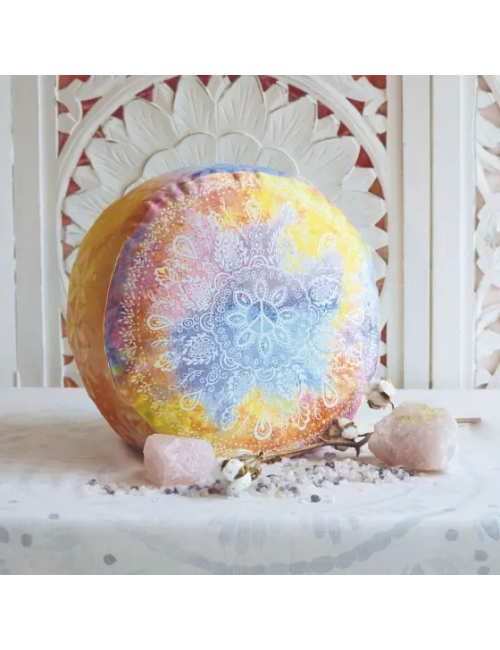 Spirit of OM - Meditationskissen rund - bunt