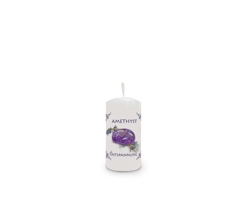 Engelalm - Energiekerze - Kristall - Amethyst/Entspannung - versch. Größen