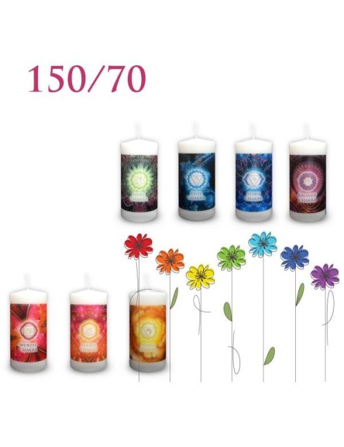 Engelalm - Energiekerze - Chakra - alle 7 Chakren im Set  - verschiedene Größen