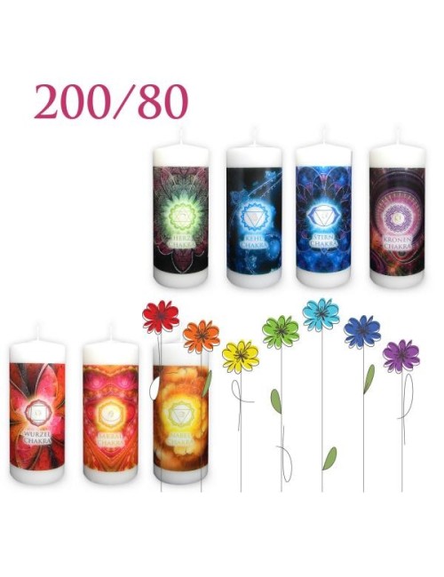 Engelalm - Energiekerze - Chakra - alle 7 Chakren im Set  - verschiedene Größen