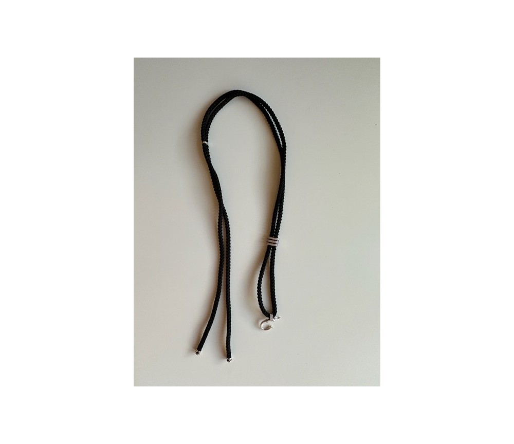 Healy - Design Befestigungsband, Schnur, Halsband, geflochten, schwarz/silber mit Strass - fürs Healy Gerät