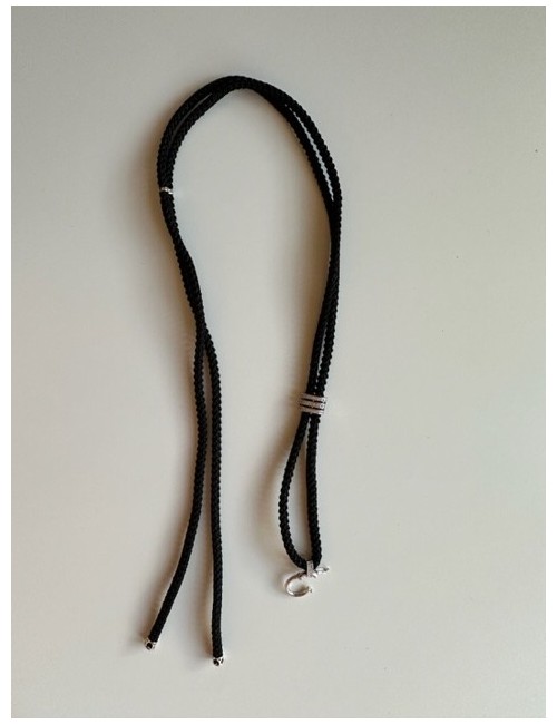 Healy - Design Befestigungsband, Schnur, Halsband, geflochten, schwarz/silber mit Strass - fürs Healy Gerät