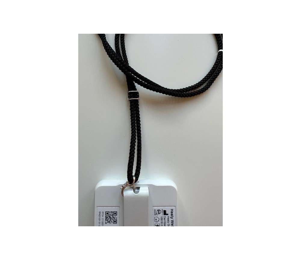 Healy - Design Befestigungsband, Schnur, Halsband, geflochten, schwarz/silber mit Strass - fürs Healy Gerät