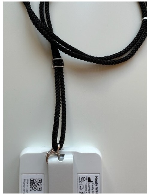 Healy - Design Befestigungsband, Schnur, Halsband, geflochten, schwarz/silber mit Strass - fürs Healy Gerät