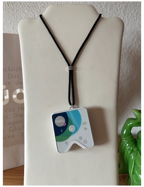 Healy - Design Befestigungsband, Schnur, Halsband, geflochten, schwarz/silber mit Strass - fürs Healy Gerät