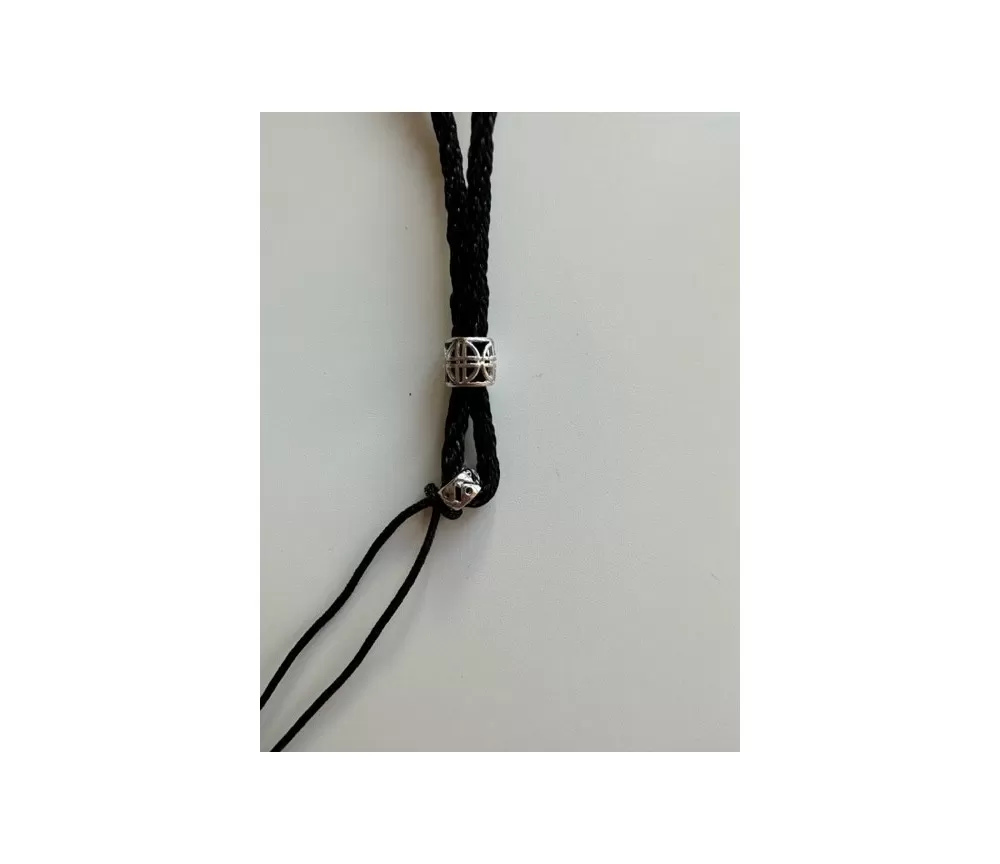 Healy - geflochtenes Nylon Befestigungsband, Schnur, Halsband, schwarz/silber- fürs Healy Gerät