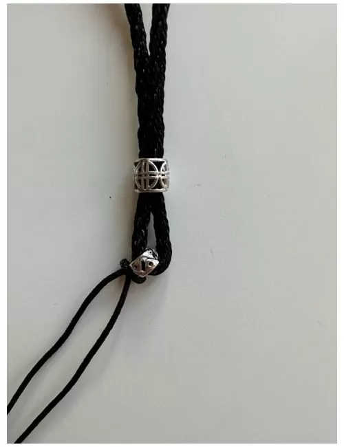 Healy - geflochtenes Nylon Befestigungsband, Schnur, Halsband, schwarz/silber- fürs Healy Gerät