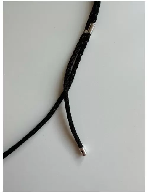 Healy - geflochtenes Nylon Befestigungsband, Schnur, Halsband, schwarz/silber- fürs Healy Gerät