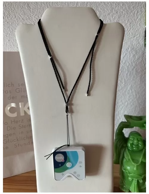 Healy - geflochtenes Nylon Befestigungsband, Schnur, Halsband, schwarz/silber- fürs Healy Gerät