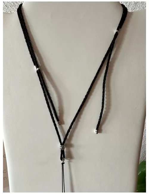 Healy - geflochtenes Nylon Befestigungsband, Schnur, Halsband, schwarz/silber- fürs Healy Gerät