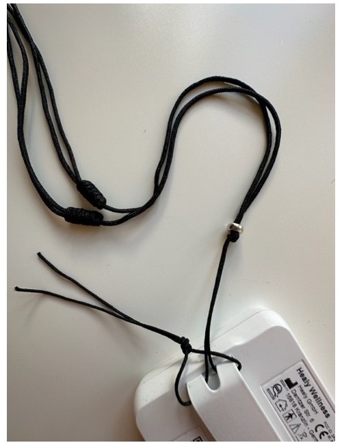 Healy - Nylon Befestigungsband, Schnur, Halsband, schwarz/silber- fürs Healy Gerät