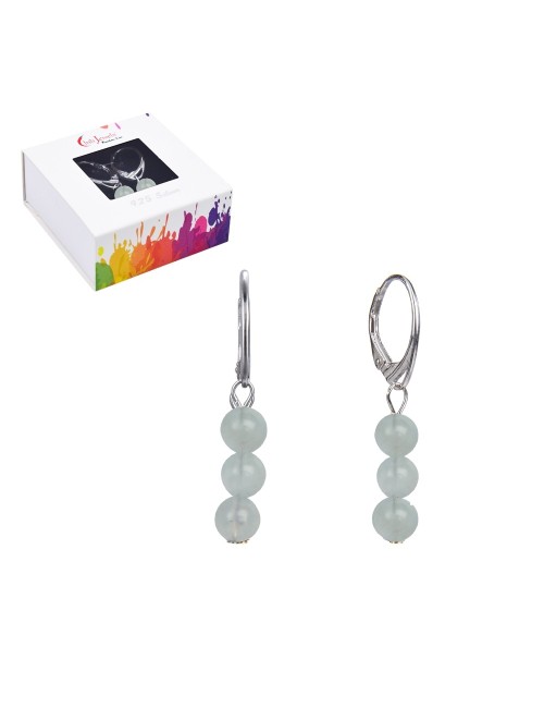 Halskette - Collier - Aquamarin mit Kugeln 6,5mm, rhodiniert inkl. Verlängerungskettchen