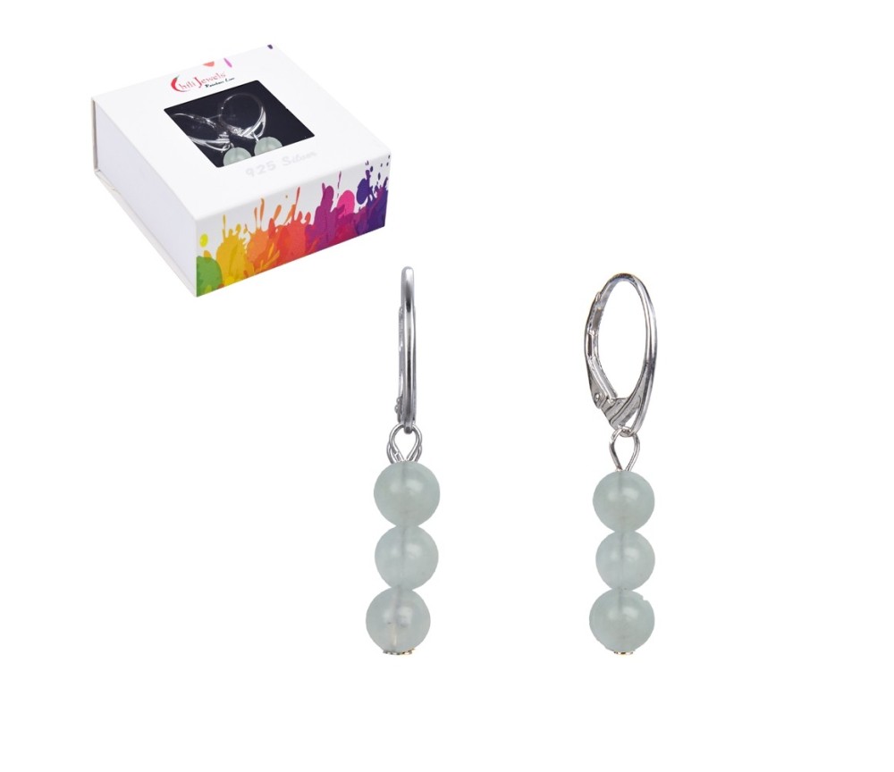 Armband - Aquamarin, 6,5mm-Kugeln, Verlängerungskettchen, rhodiniert