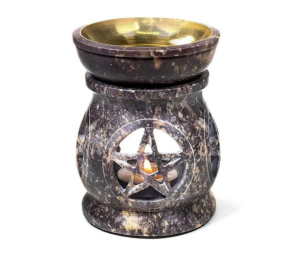 Aromalampe & Duftlampe - Pentagramm - Speckstein - schwere Qualität - ca. 11x8 cm