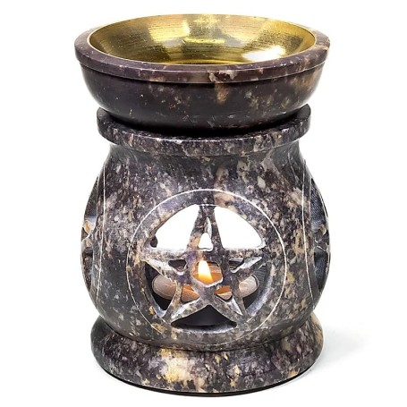 Aromalampe & Duftlampe - Pentagramm - Speckstein - schwere Qualität - ca. 11x8 cm