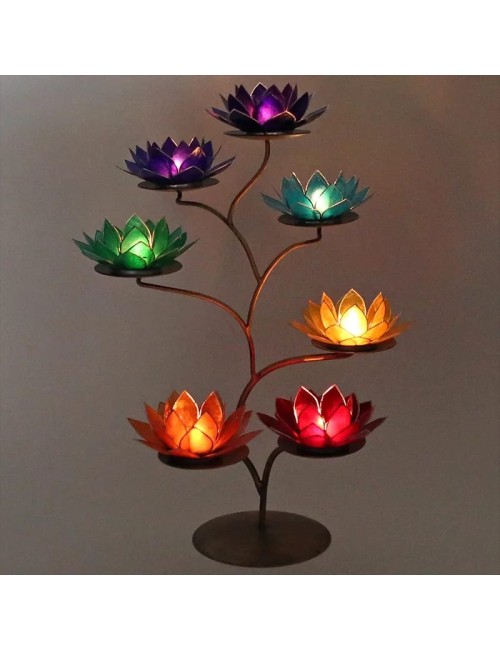 Teelichthalter - Chakra Baum /Teelicht Ständer - Gold/Bronze - mit 7 Armen ca.  57x35cm