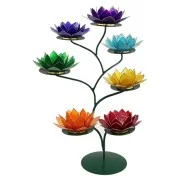 Teelichthalter - Chakra Baum /Teelicht Ständer - Grün - mit 7 Armen ca. 57x35cm