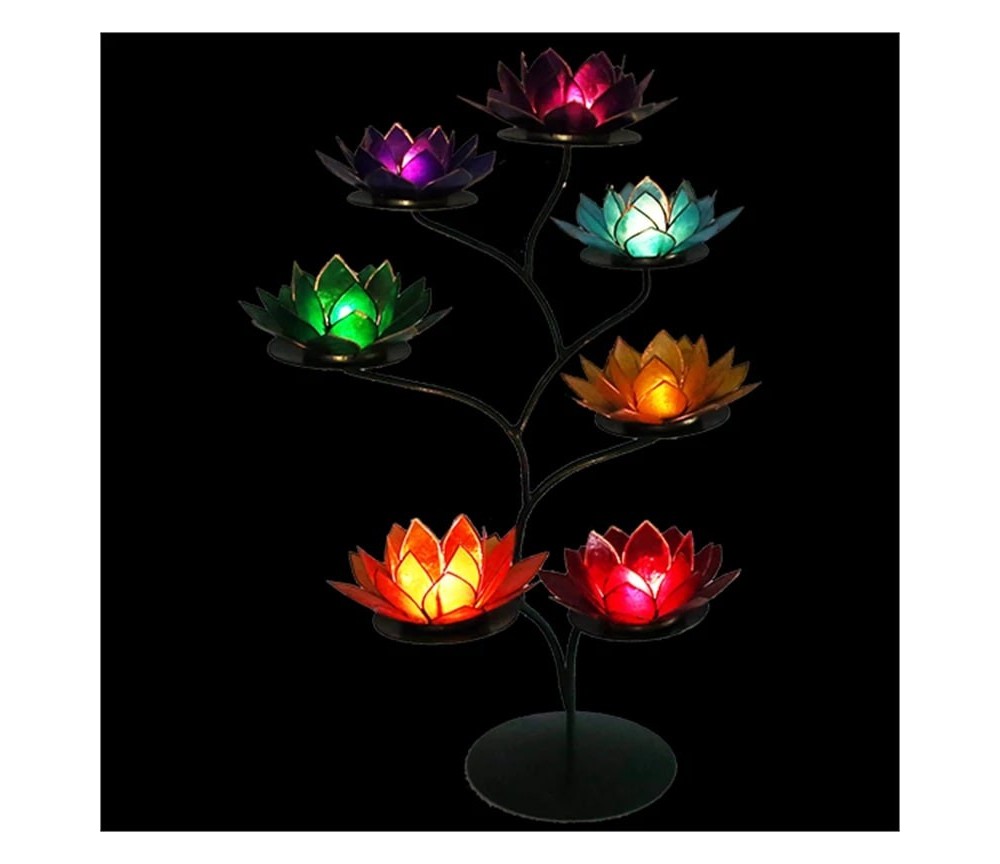 Teelichthalter - Chakra Baum /Teelicht Ständer - Grün - mit 7 Armen ca.  57x35cm