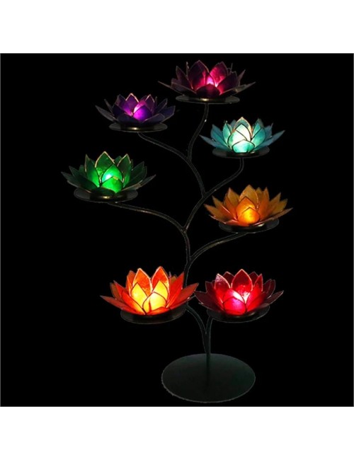 Teelichthalter - Chakra Baum /Teelicht Ständer - Grün - mit 7 Armen ca.  57x35cm