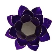 Teelichthalter - Capiz Muschel - Lotus Licht - Chakra - 7stes - Violett mit Silber - ca. 13,5x5,5 cm