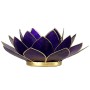 Teelichthalter - Capiz Muschel - Lotus Licht - Chakra - 7stes - Violett mit Gold - ca. 13,5x5,5 cm