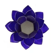 Teelichthalter - Capiz Muschel - Lotus Licht - Chakra - 6stes - Indigo mit Silber - ca. 13,5x5,5 cm