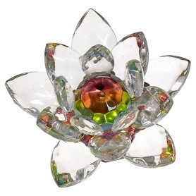 Dekoration - Kristall - Lotusblüte - Kristalllotus - bunter Kern - ca. 10cm