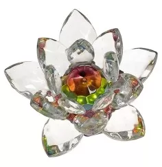 Dekoration - Kristall - Lotusblüte - Kristalllotus - bunter Kern - ca. 10cm
