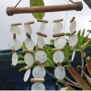 Hängende Dekoration - Windspiel - Copi - Capiz-Muscheln & Treibholz - Weiß - ca. 31x20cm