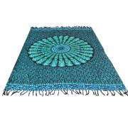 Sarong - Wickeltuch - Pfau - Viskose - Blau/Türkis - ca. 140x100 cm