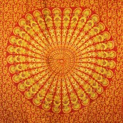 Sarong - Wickeltuch - Mandala - Viskose - Orange/Grün - ca. 140x100 cm
