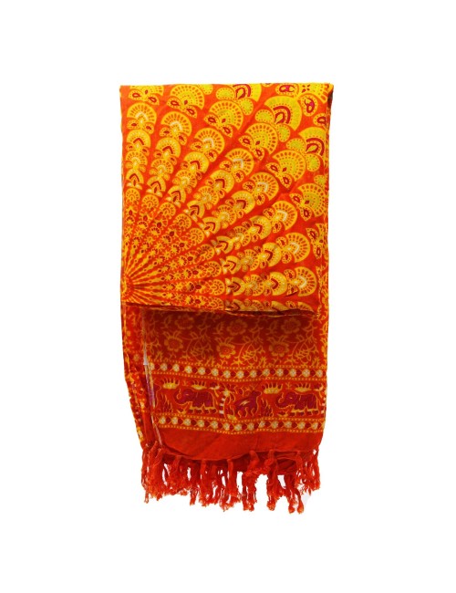 Sarong - Wickeltuch - Mandala - Viskose - Orange/Grün  - ca. 140x100 cm