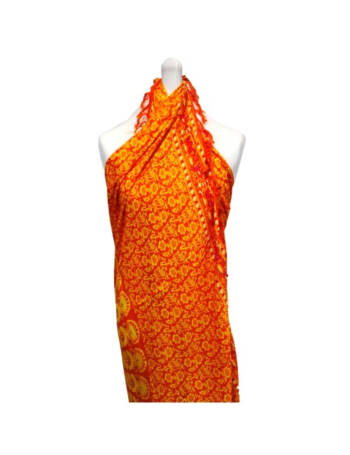 Sarong - Wickeltuch - Mandala - Viskose - Orange/Grün  - ca. 140x100 cm