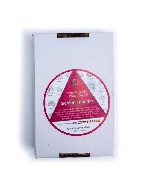 Heilsteine & Edelsteine - Powerbox - Goldenes Dreieck -  Amethyst, Rosenquarz & Bergkristall ca. 10-12/ca. 800gr