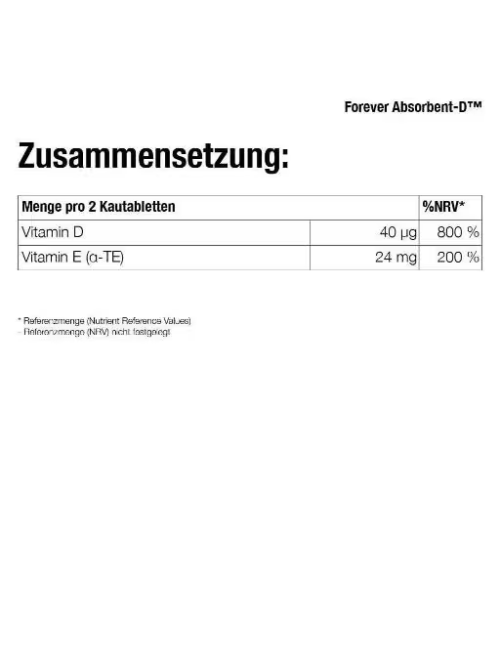 Forever - Forever Absorbent-D™ - Deine praktische Lösung für die tägliche Vitamin D Zufuhr - 60 Kautabletten