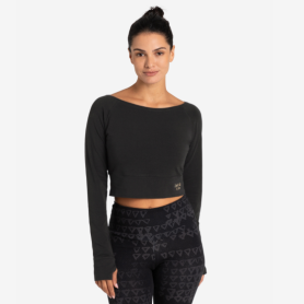 Spirit of OM - Longsleeve Crop Shirt - schwarz