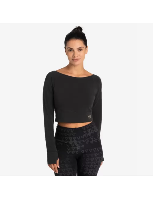 Spirit of OM - Longsleeve Crop Shirt - schwarz