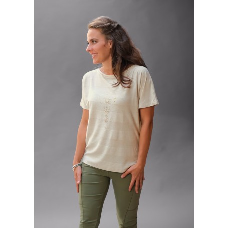 The Spirit of OM - Shirt - women - beige-melange-gold