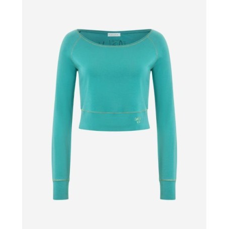 Spirit of OM - Longsleeve Crop Shirt Bambus - green