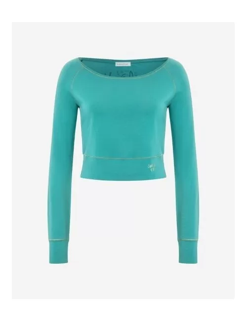 Spirit of OM - Longsleeve Crop Shirt Bambus - green