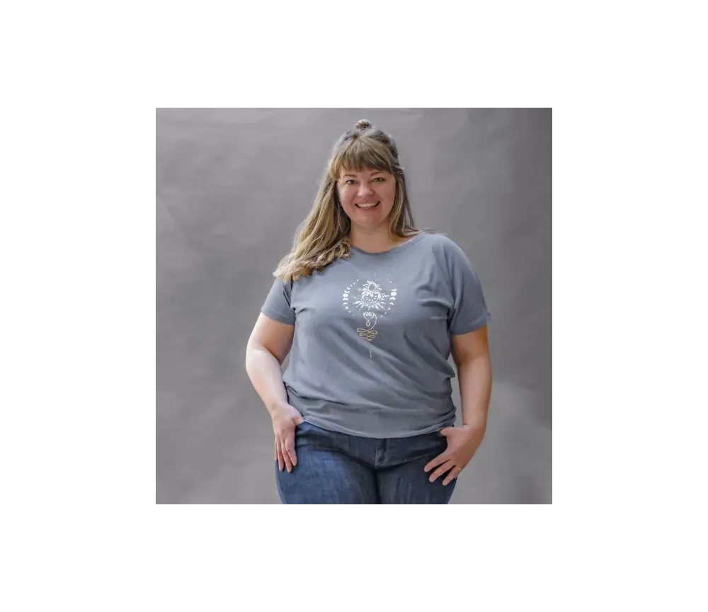 Spirit of OM - Shirt women - blue melange gold