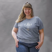 Spirit of OM - Shirt women - blue melange gold