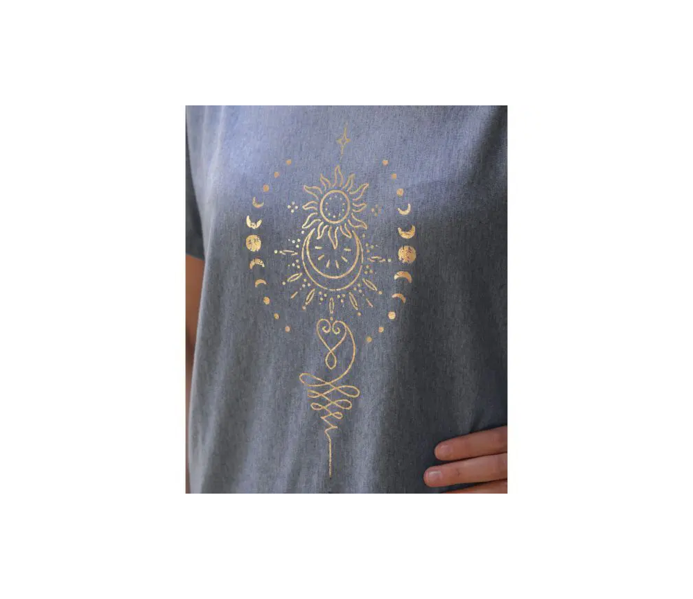 Spirit of OM - Shirt women - blue melange gold
