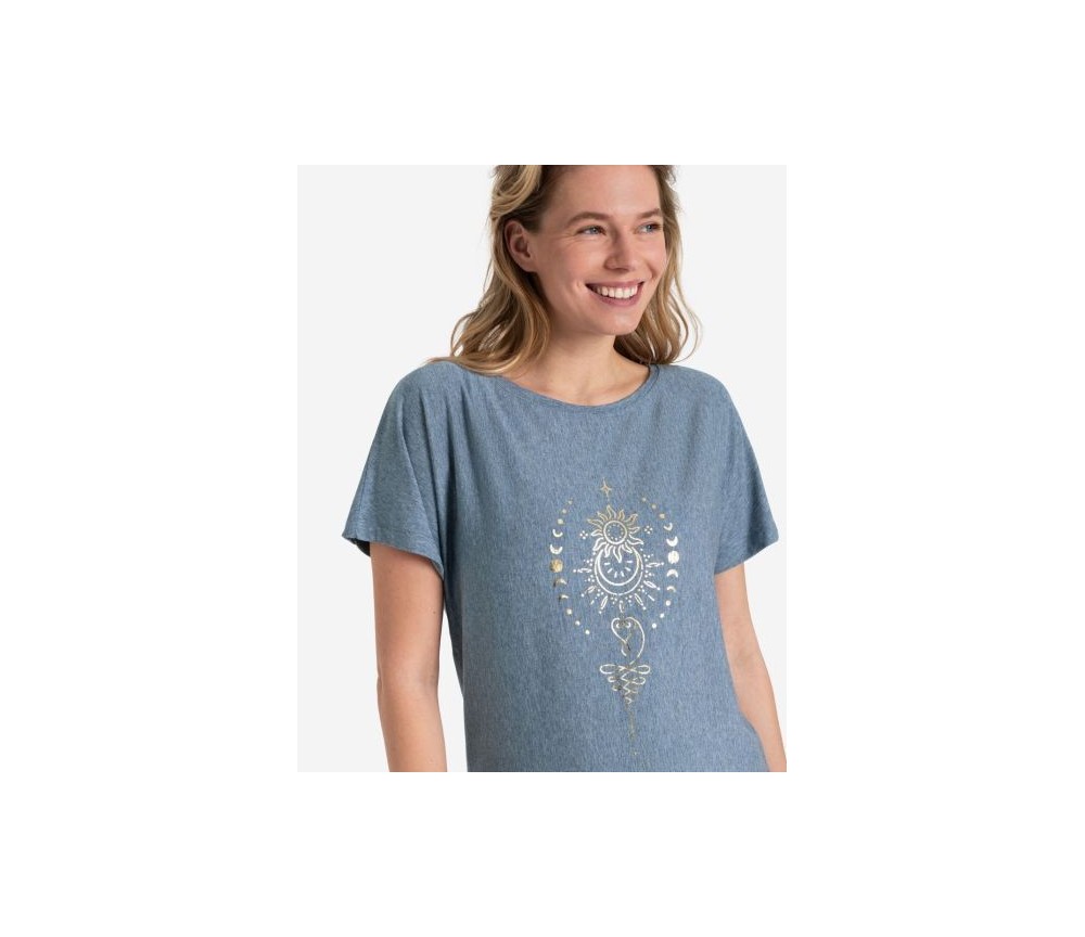 Spirit of OM - Shirt women - blue melange gold