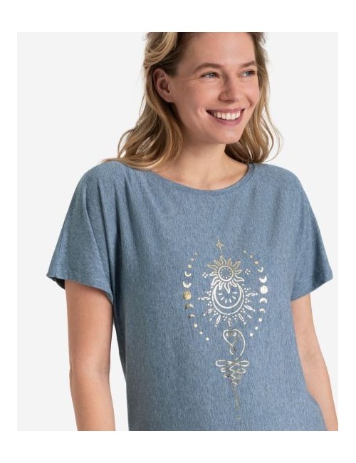Spirit of OM - Shirt women - blue melange gold