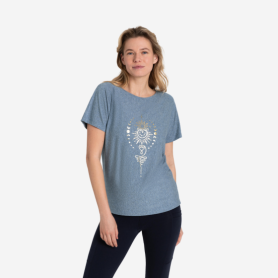Spirit of OM - Shirt women - blue melange gold